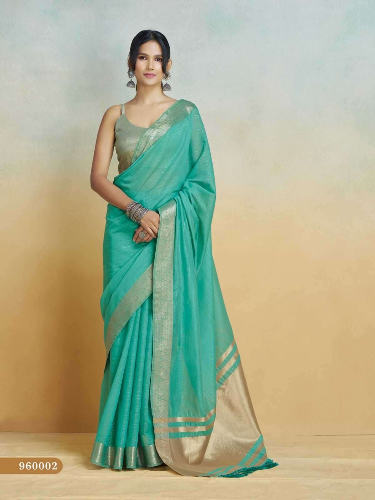 Sea Green - Handloom -Cotton Silky Banarasi Saree with Blouse Piece - SHISLI960002 10KT25