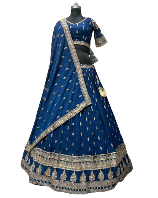 Dark Blue Lehenga Set - Size 10(36") - UK Stock - 24h Dispatch - SWA2404 PY 0324