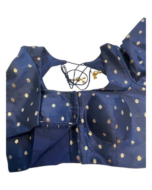 34", 38" & 42" - Navy Blue - Banarasi Brocade Saree / Lehenga Blouse -UK Stock - Quick Dispatch - X767 08Ap25