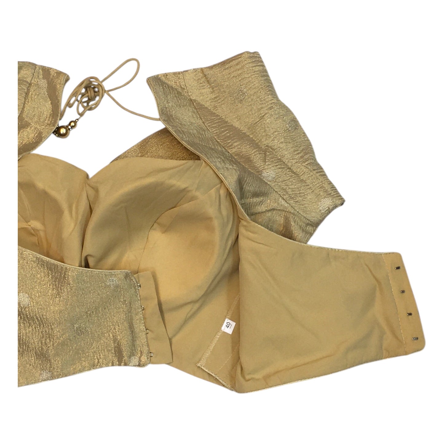 36" Bust (UK 10) Gold - Crushed Banarasi Brocade Saree / Lehenga blouse - Can be let out to size 12 - VFJ259 01H25