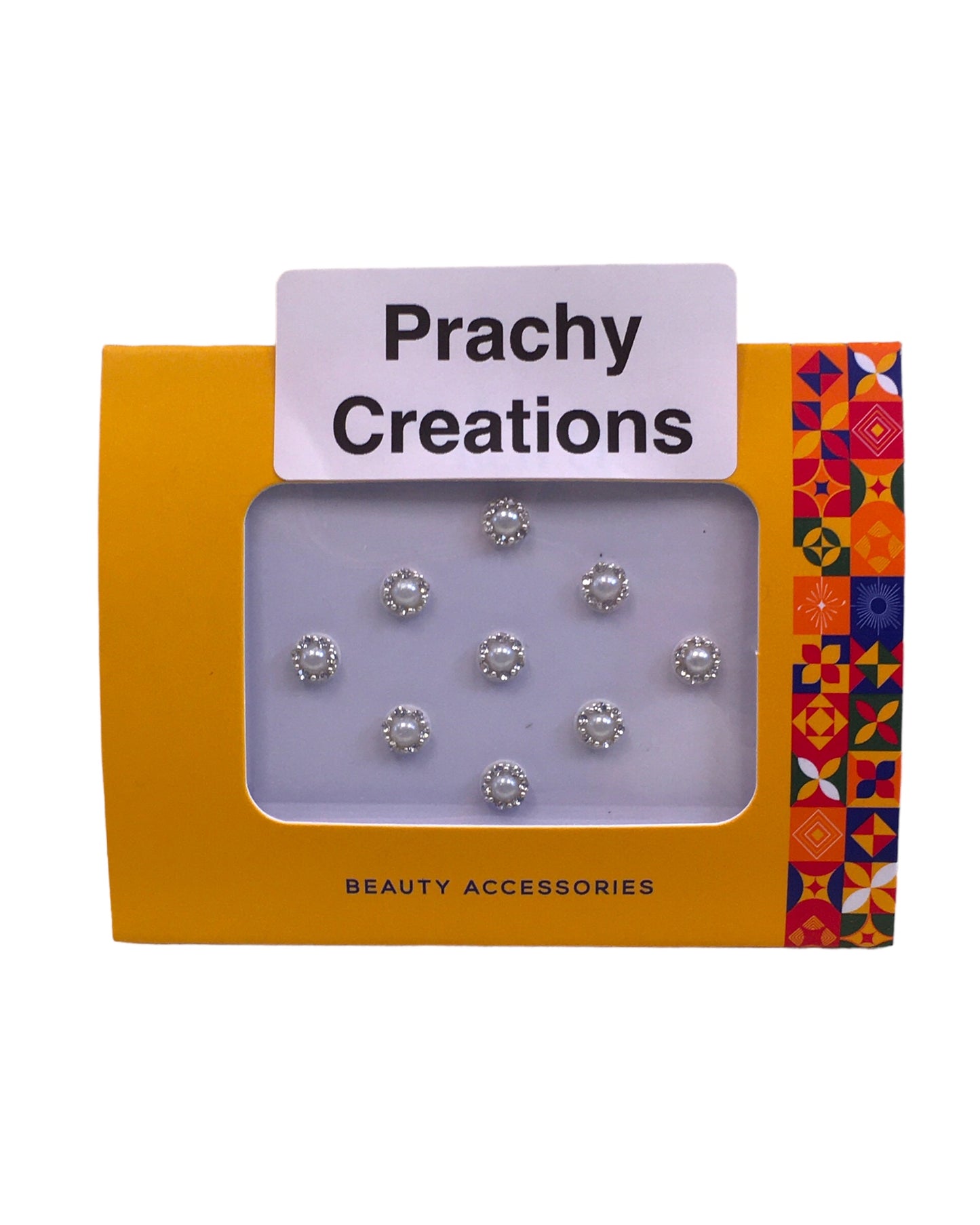Pack of 9 Round White / Pearl Colours Bindis in Medium Size- 24 hrs dispatch from UK ST2410 24ap04