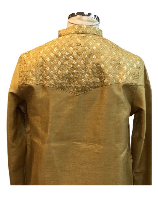 Gold - Silky - Mens Indian Kurta set - Weddings / Walimas , Sangeet, Eid, Mehndi / Henna - NAD2511 01KJ25
