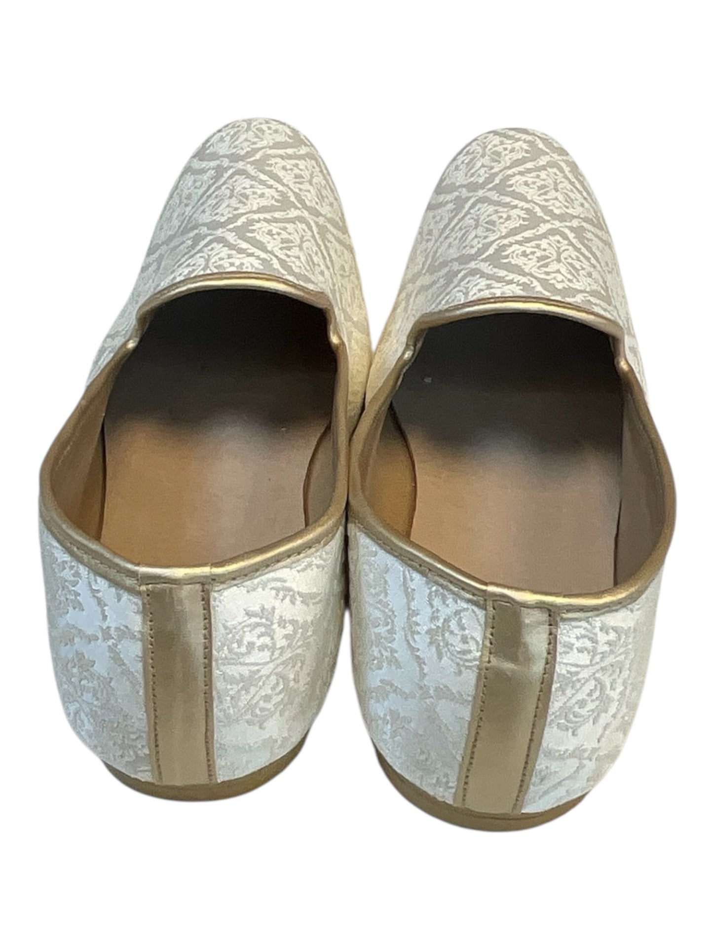 Very Comfortable Cream Brocade Loafer Style Mojri - Indian Mens shoes - Mojari , Khossay - YD2602