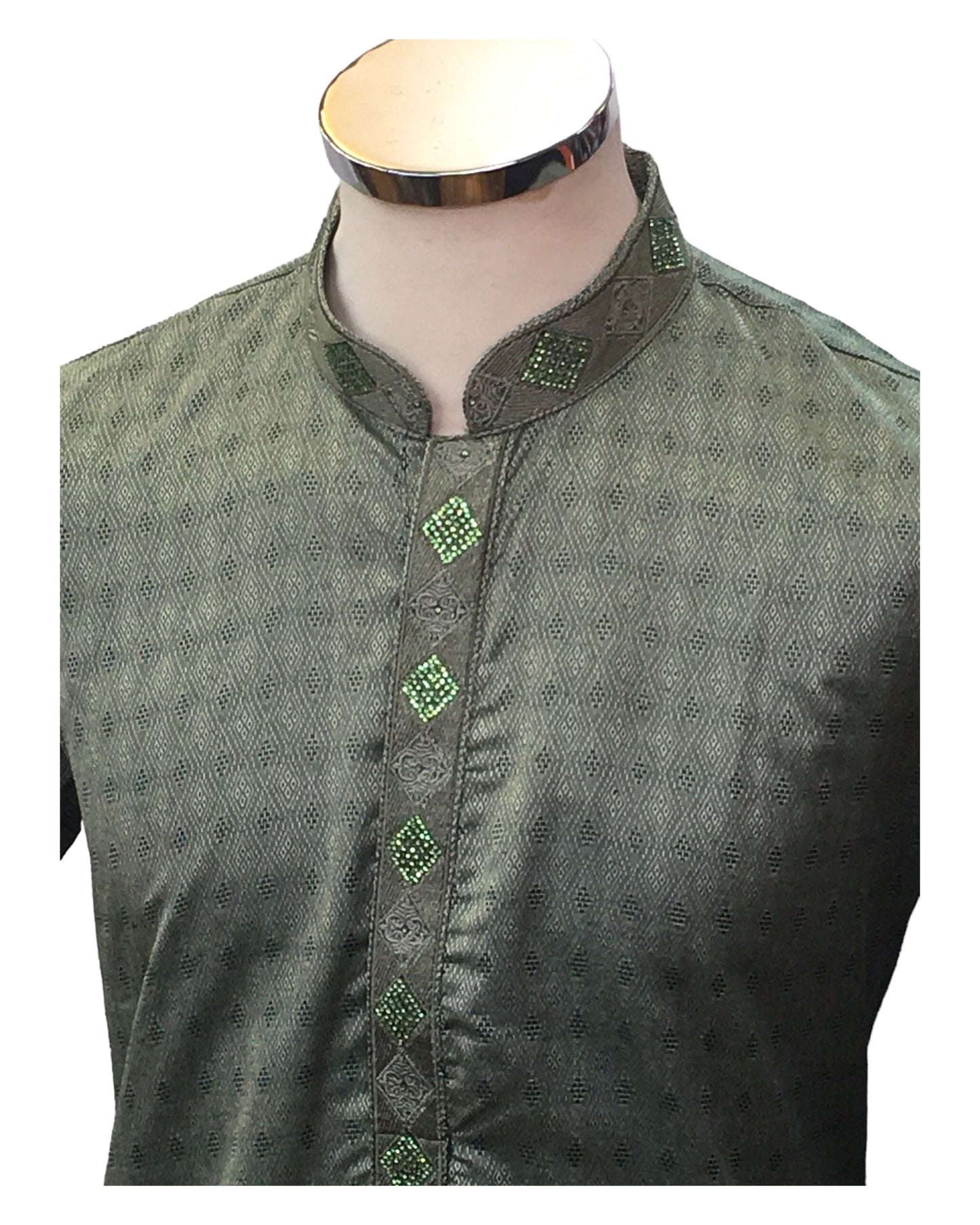 Light Green - Handloom Self Brocade Mens Indian Kurta set - Weddings / Walimas , Sangeet, Eid, Mehndi / Henna - KCS1350 08KR24