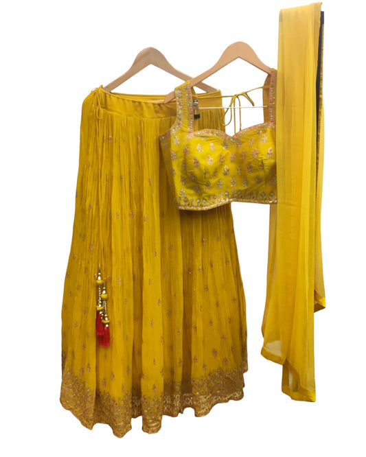 Haldi Yellow Ready Made Lehenga Set - Size 14 - 40"(Loosen up to 16) ) UK Stock - 24h Dispatch - KTC2430 JA 0324