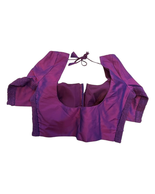 Wine - HYBRID Silky Saree blouse - With Elastic on both side for Great fit - Size 36",38", 40" S M L - VAM1216 Ap