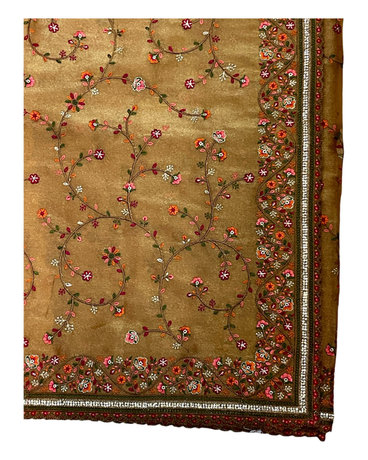 Golden / Mustard - Classic Saree with Thread Work and Blouse Piece - UK stock - 24hr Dispatch - RS2513 TA