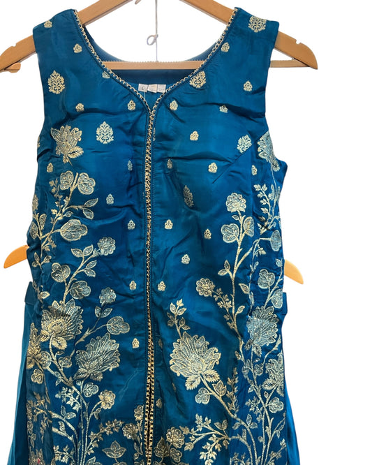 UK 12 / 38" - Turquoise Blue - Ladies Sharara / Palazzo Trousers Suit - UK Stock - Sangeet / Henna / Weddings - DIL9426 TA