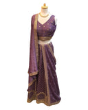 Lilac - Dupion Silk Lehenga Set - Size UK 18 (44" Bust) plus Margin to Loosen - UK Stock - 24h Dispatch - AF2501 JV 1224