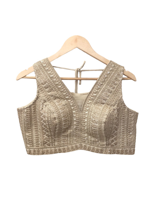 Light Gold / Beige Ready Made Lehenga Set - Size 14 - 40"(Loosen up to 18) ) UK Stock - 24h Dispatch - KTC24136 TR 0124