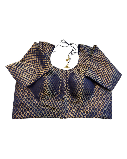 38" & 42" - Navy Blue - Banarasi Brocade Saree / Lehenga Blouse -UK Stock - Quick Dispatch - LT3 08Rp25