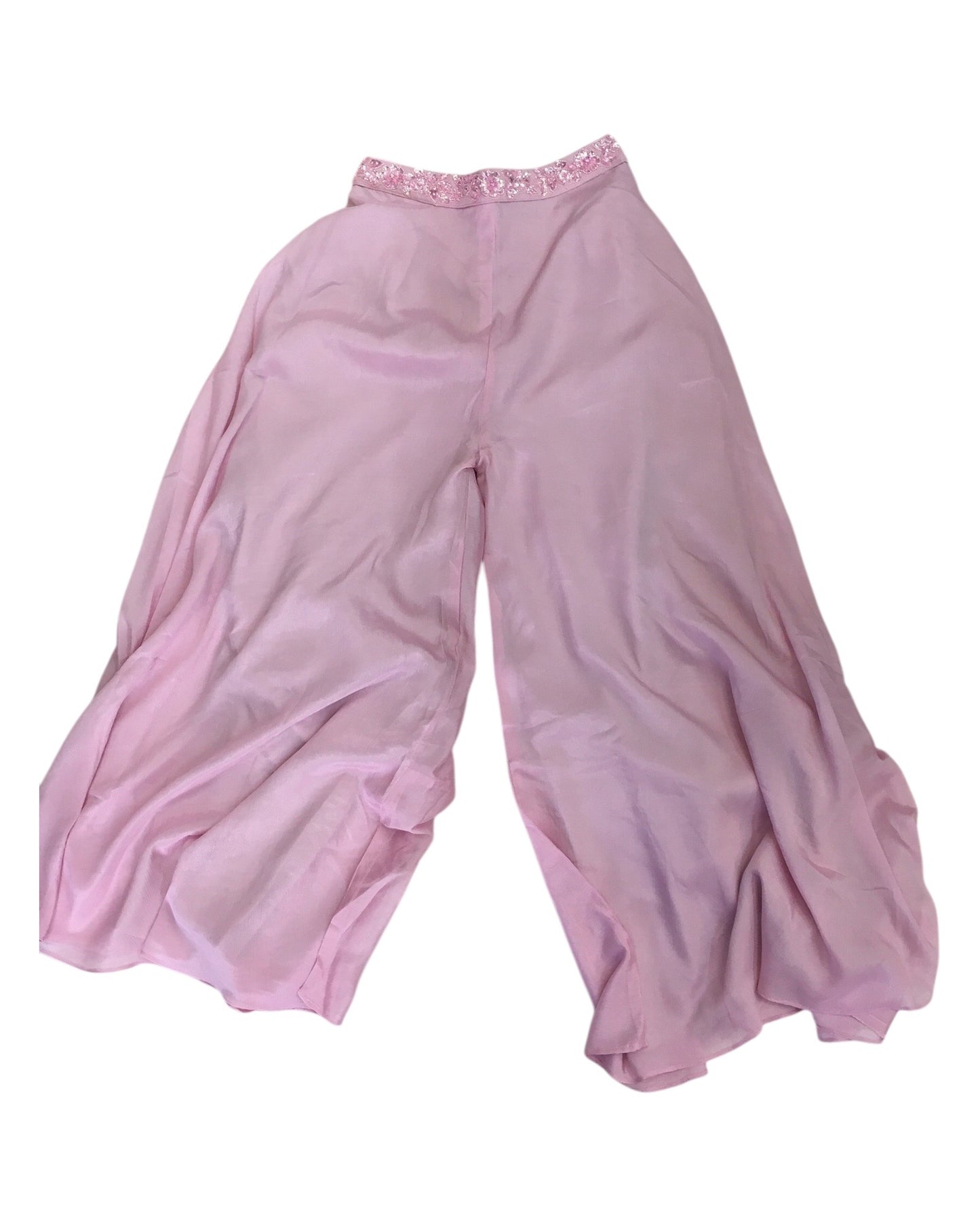 Baby Pink - Designer Ladies Short Top Palazzo Trousers Suit - Size 12 (38") - VMK BADAL PY