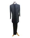 Stunning Double Layered Mens Black Sherwani - SHU2401 AY 0124