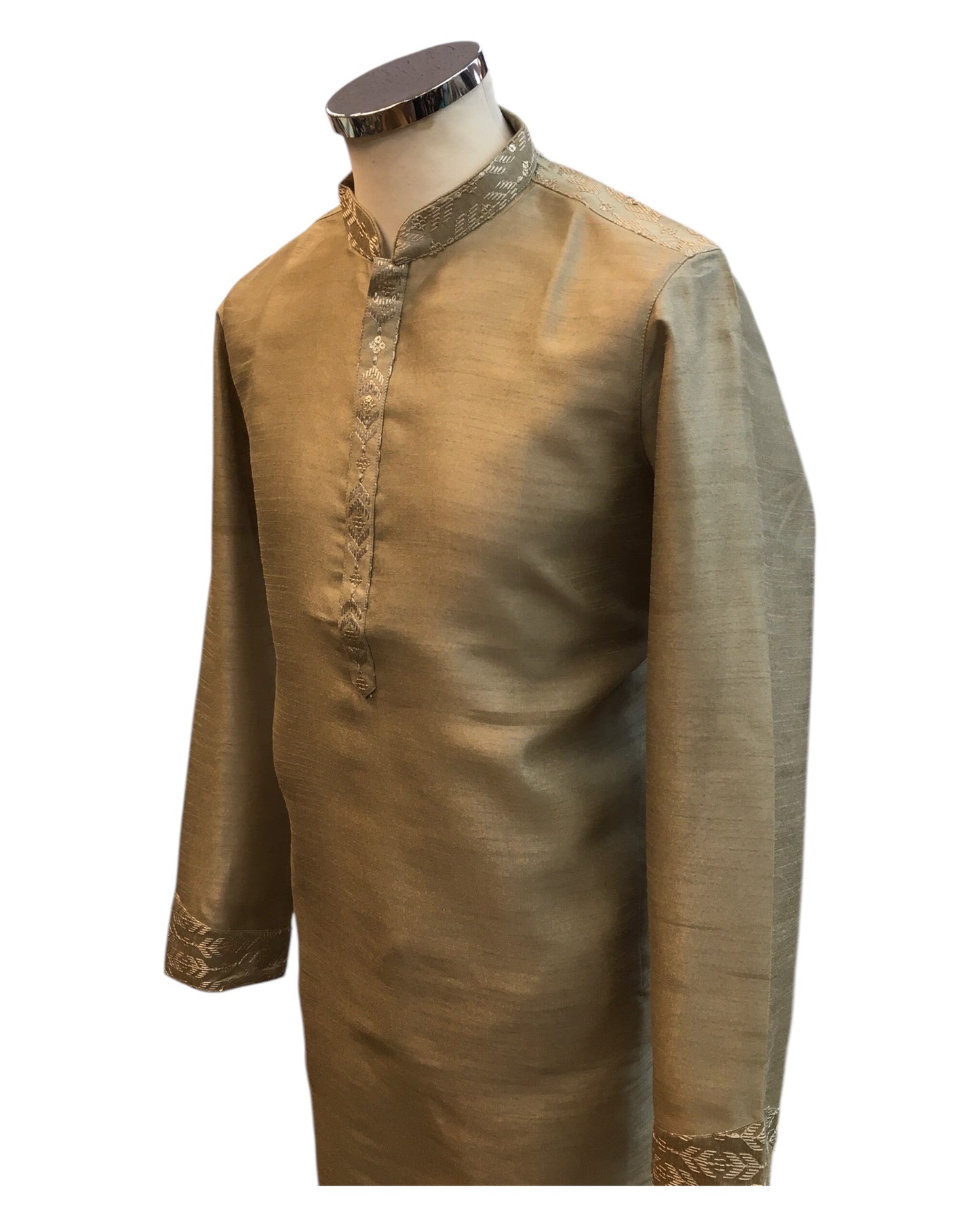 Champagne - Silky - Mens Indian Kurta set - Weddings / Walimas , Sangeet, Eid, Mehndi / Henna - NAD2511 01KJ25