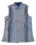 Navy - Rich Banarasi Brocade Handloom Brocade Mens Waistcoat - UK Stock- Dispatch in 24 hrs - KCS241106 KP