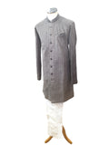 Bullet Grey with Self Sequins Fully Embroidered Soft Sherwani Set - UK Stock - 24h Dispatch - Spark20 JY 0324