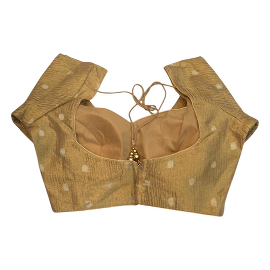 40" Bust (UK 14) Dark Gold - Crushed Banarasi Brocade Saree / Lehenga blouse - Can be let out to size 16 - VFJ259 01H25