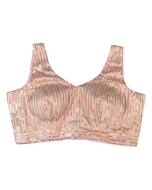 Pink - Saree blouse with cups, Sleeveless - 38" - UK Stock - Quick Delivery - RNK - R851-KP