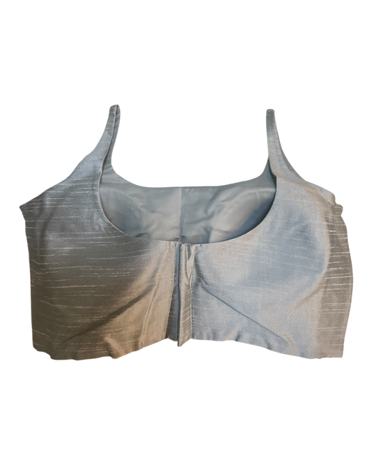 38" / UK 12 - Silver Grey - Silky Designer Saree blouse with cups, Sleeveless - UK Stock - Quick Delivery - RNK - R651-H