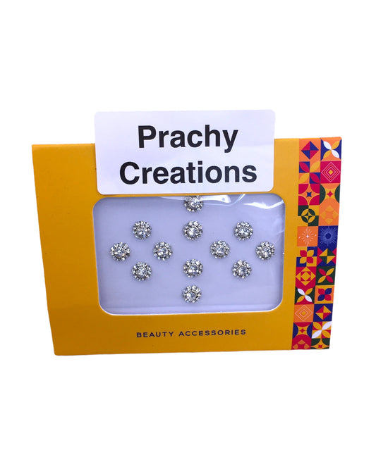 Pack of 12 Round Silver Bindis in Medium Size- 24 hrs dispatch from UK ST2423 24ap04