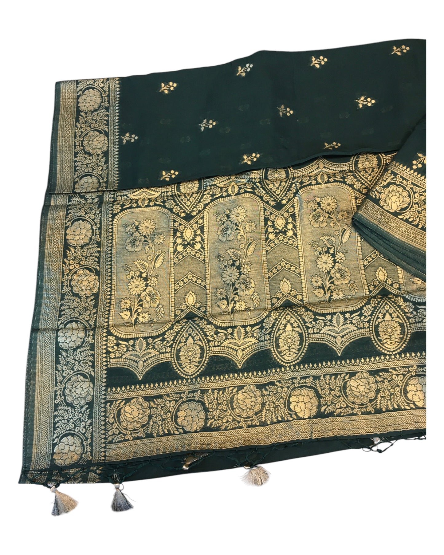Teal - Traditional Handloom Banarasi Sari / Saree - with Blouse Piece - SN2402 11TY24
