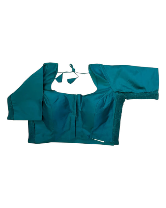 Rama Green / Jade - HYBRID Silky Saree blouse - With Elastic on both side for Great fit - Size 36",38", 40" S M L - VAM1216 Ap