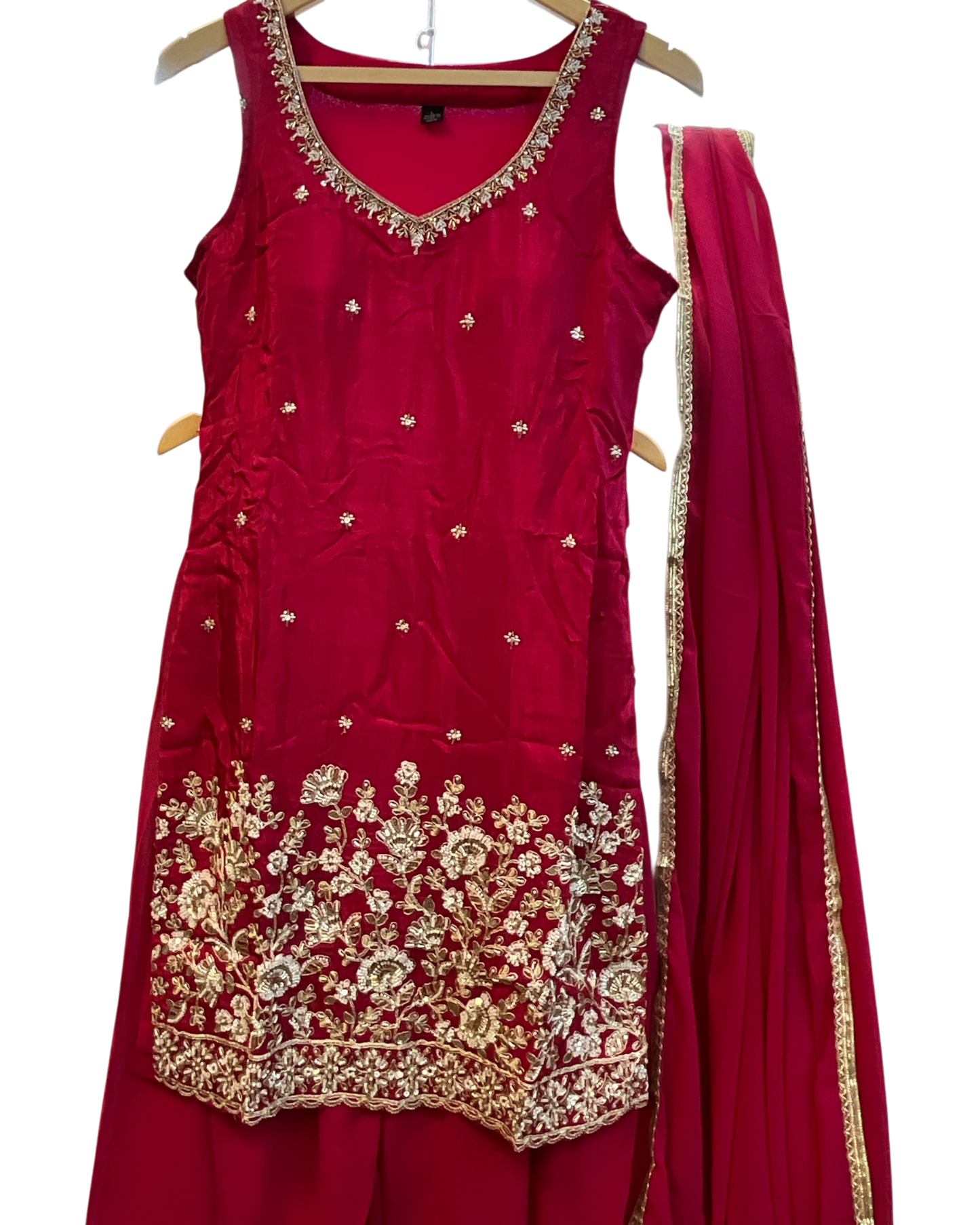 UK 12 / 38" - Fuchsia Pink - Ladies Sharara / Palazzo Trousers Suit - UK Stock - Sangeet / Henna / Weddings - OC76148 TA