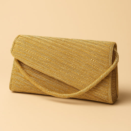 Gold Finish - Rich Hand Embroidered Clutch Bag / Handbag -Bollywood / Weddings - AKB264 05KP25