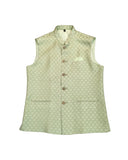 Pista Green - Handloom Brocade Indian Mens Waistcoat / Bandi - Bollywood - CS2405 KV 0524