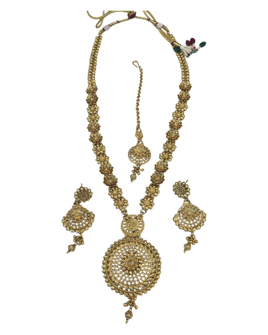 Gold - Gold Finish Long Necklace set - Bollywood - Weddings - AE2417 11KV24