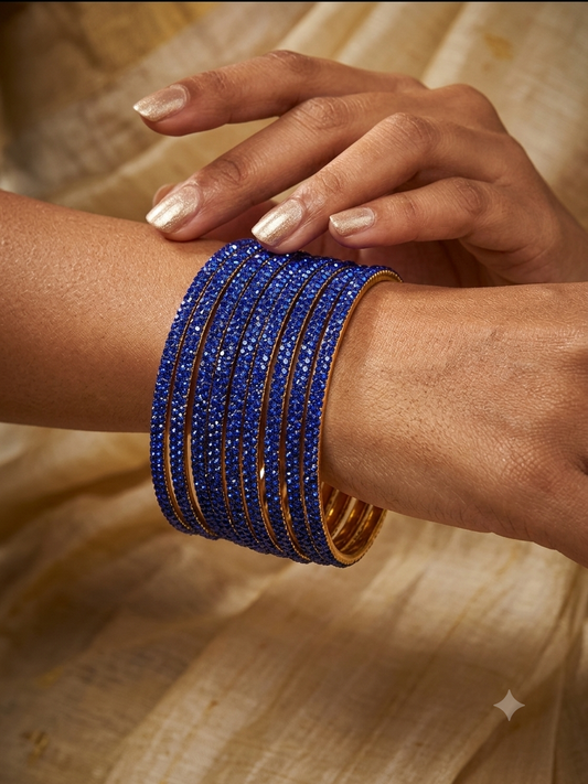 Royal Blue - Set of 8 Stone Bangles - M to XXL - HAN2601 07Ka26