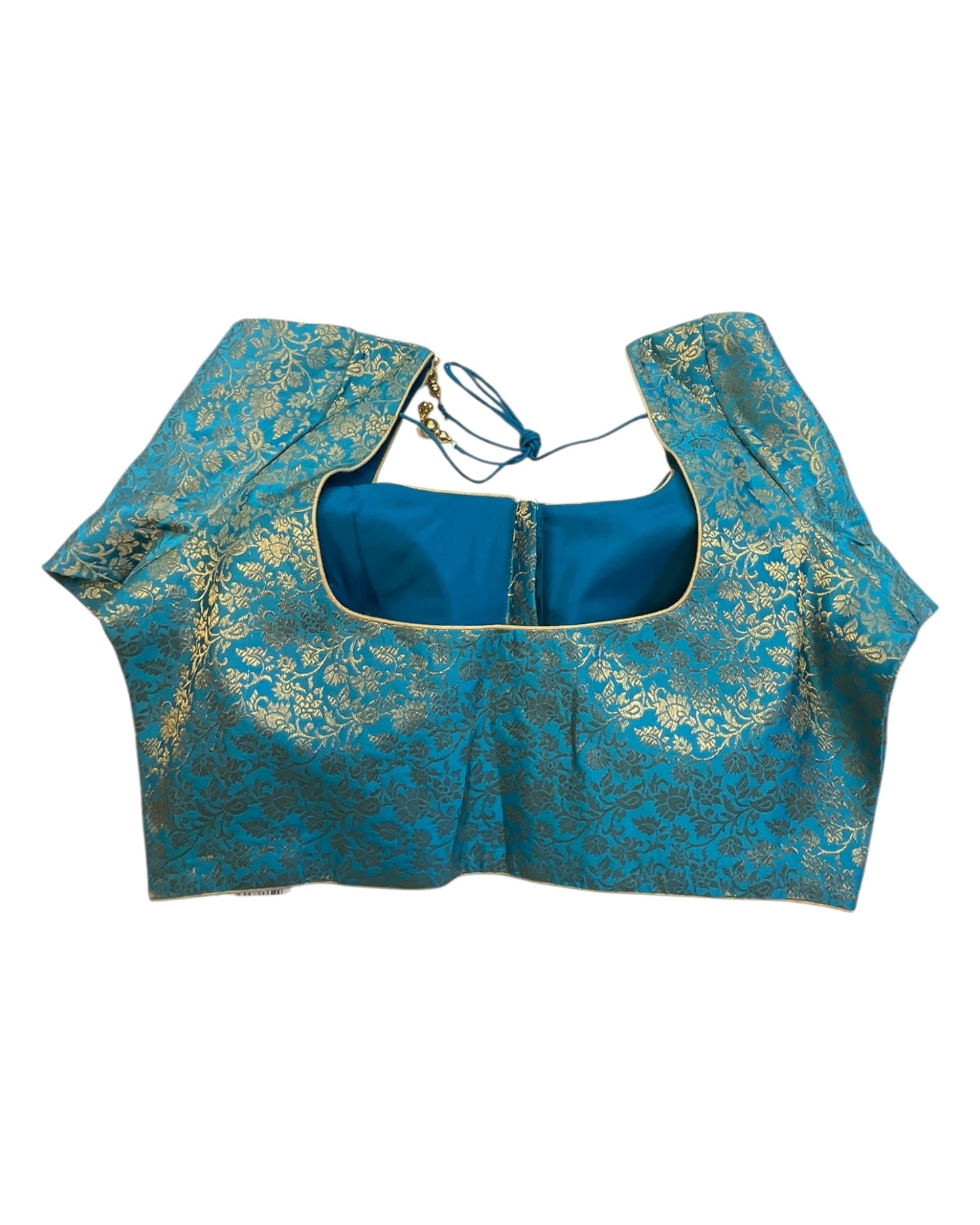 38" & 42" - Turquoise Blue / Firozi - Banarasi Brocade Saree / Lehenga Blouse -UK Stock - Quick Dispatch - X1126 01A25