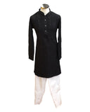 Black - Rich Sequins Lucknowi Chiffon Mens Indian Kurta Set with Smart Pants - Weddings / Walimas , Sangeet, Eid, Mehndi / Henna - SHU2501 KC 0325