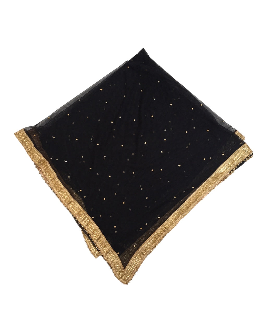 Large Soft Net Dupatta with Gold Beaded Border - Mix N Match - HSK2307 RP 1023