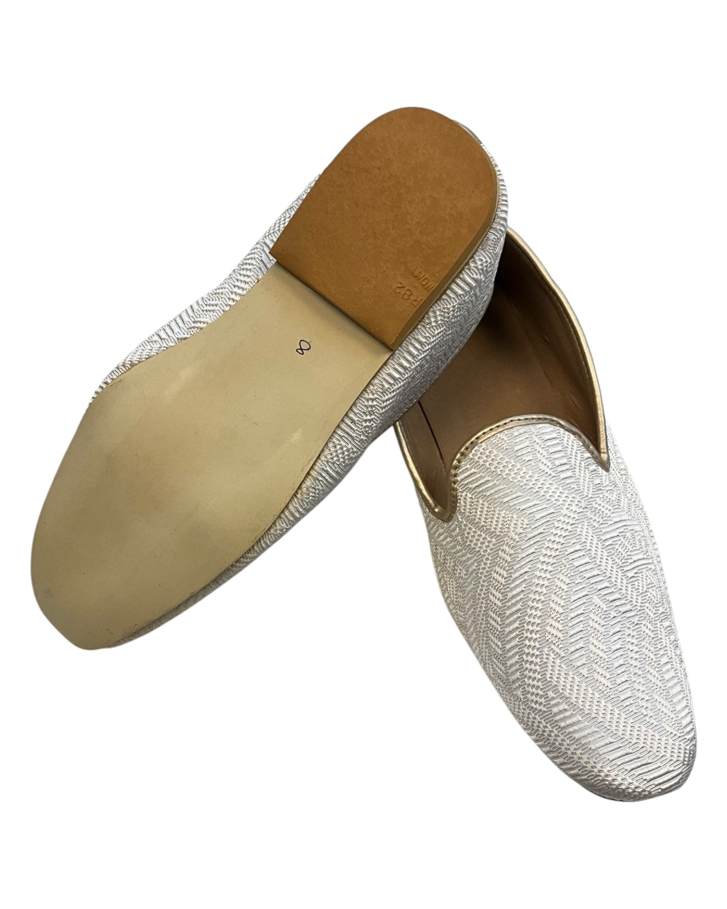 Very Comfortable Cream Brocade Loafer Style Mojri - Indian Mens shoes - Mojari , Khossay - YD2505 C