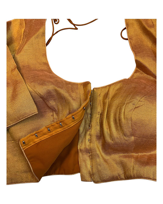 Copper Gold - Silky Saree blouse - UK Stock - Next Day / 2-3 Days Delivery - Size 34"-46" - XS, S, M, L, XL, XXL - VFL289 R