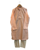 Pastel Peach - Rich Linen Mens Indian Kurta set - UK Stock - Weddings / Walimas , Sangeet, Diwali, Eid, Mehndi / Henna - NAD25719 KH