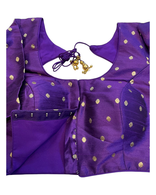 34", 38" & 42" - Purple / Brinjal - Banarasi Brocade Saree / Lehenga Blouse -UK Stock - Quick Dispatch - X767 08Ap25