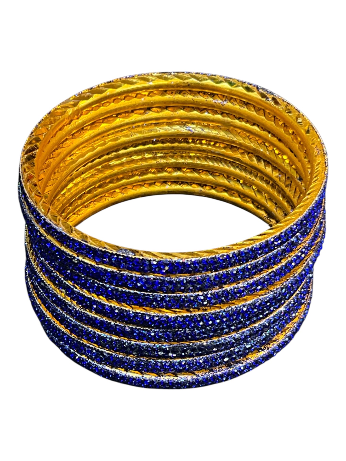 Royal Blue - Set of 8 Stone Bangles - M to XXL - HAN2601 07Ka26