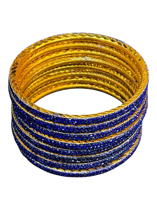 Royal Blue - Set of 8 Stone Bangles - M to XXL - HAN2601 07Ka26