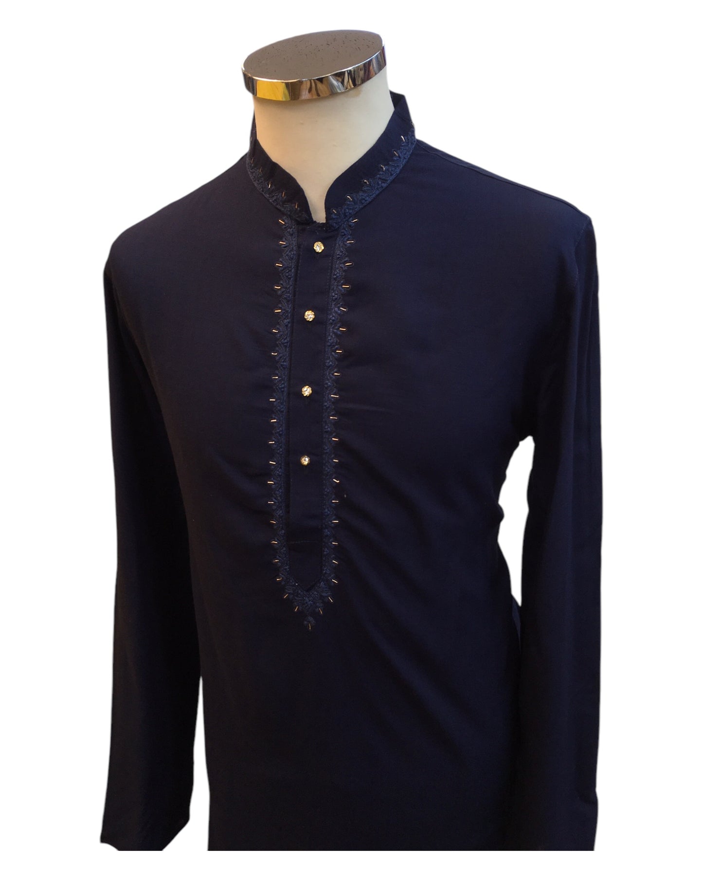 Navy Blue - Linen - Mens Indian Kurta set - Weddings / Walimas , Sangeet, Eid, Mehndi / Henna - NAD2507 01KA25