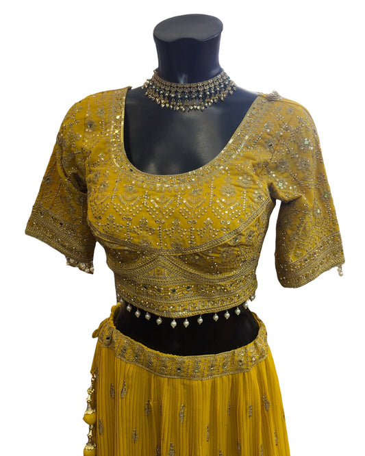 Haldi Yellow Ready Made Lehenga Set - Size 12 - 40"(Loosen up to 16) ) UK Stock - 24h Dispatch - KTC24314 TP 0324