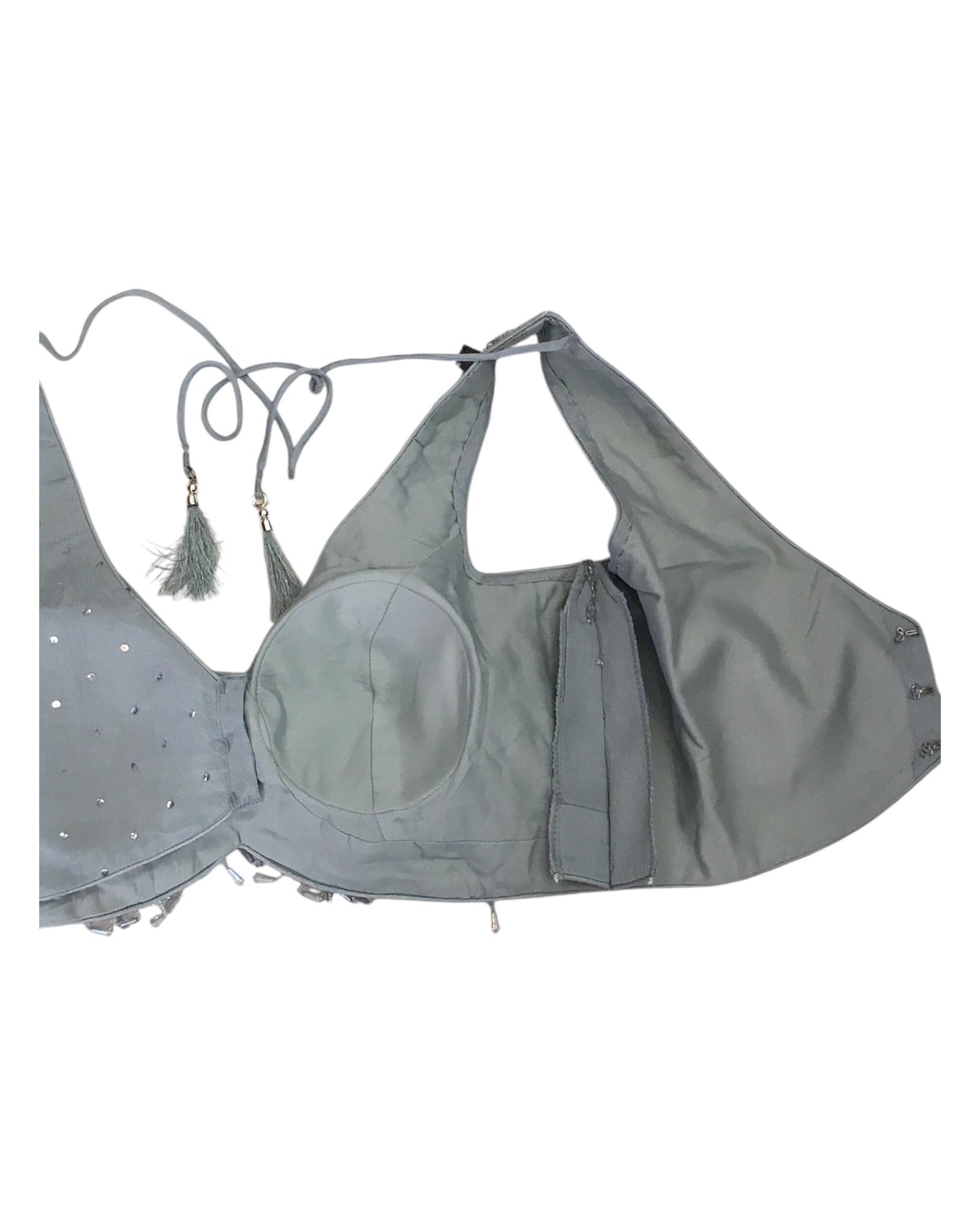 Silver Grey - Designer Ladies Short Top Palazzo Trousers Suit - Size 14 (40") - VMK BADAL PY