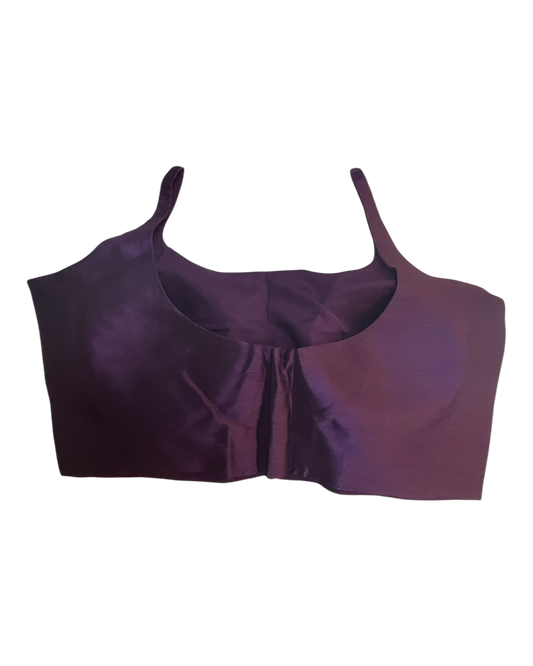 38" / UK 12 - Wine - Silky Designer Saree blouse with cups, Sleeveless - UK Stock - Quick Delivery - RNK - R651-H