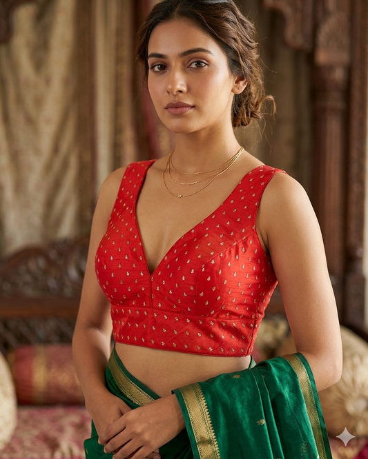 40" / UK 14 - Coral Pink - Silky Designer Saree blouse with cups, Sleeveless - UK Stock - Quick Delivery - RNK - R717 KV