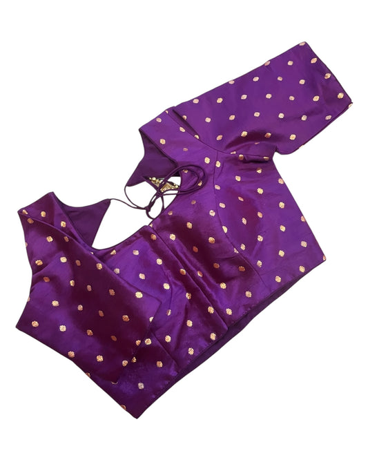 34", 38" & 42" - Purple - Banarasi Brocade Saree / Lehenga Blouse -UK Stock - Quick Dispatch - X767 08Ap25