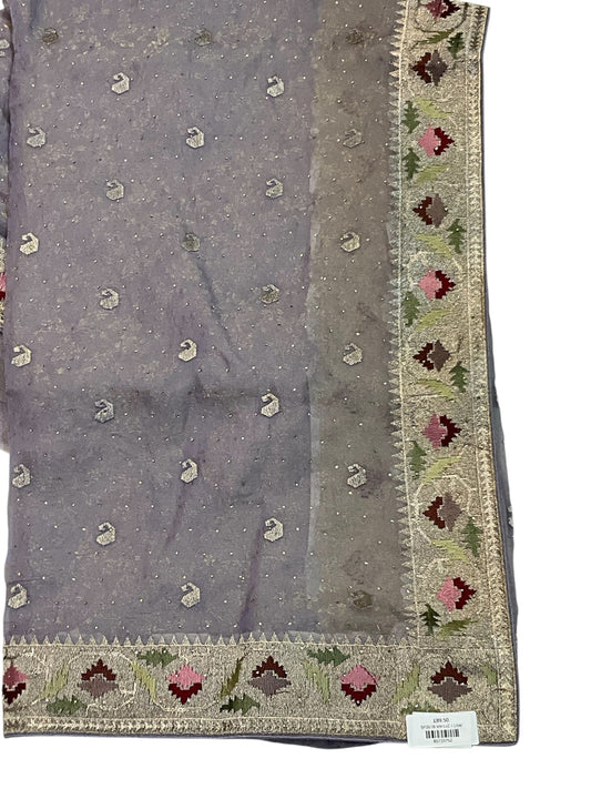 Lilac - Fancy Party Saree with Blouse Piece - UK stock - 24hr Dispatch - SP2618 VH