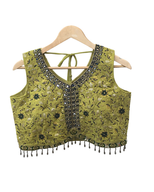 Parrot Green Ready Made Lehenga Set - Size 12 - 38"(Loosen up to 16) ) UK Stock - 24h Dispatch - KTC24330 VJ 0324