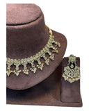 Gold / Neutral - Large Size Antique Gold Finish Necklace Set with Earrings - KAJ1015 KK 0525