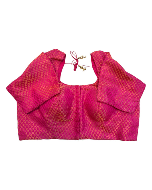 38" & 42" - Fuchsia Pink - Banarasi Brocade Saree / Lehenga Blouse -UK Stock - Quick Dispatch - LT3 08Rp25